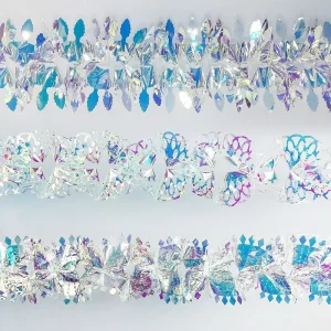 Hanging Decorations Garland Long Roll Shiny Foil Metallic Banner for Christmas Wedding Birthday Frozen Theme Party