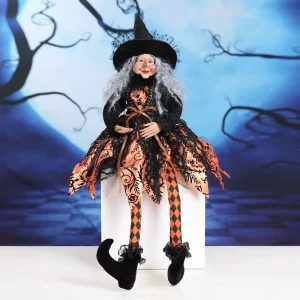 Hanging Decorations Halloween Sitting Witch Haunted House Decor Black Hat Halloween Decoration Funny Witch