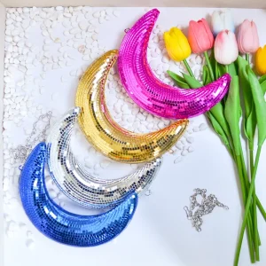 Hanging Four-Color Disco Moon Pendant Shatterproof Weather Resistant Decor for Ceiling Room Party Wedding Boho Home