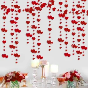 Hanging Heart-Shaped Flower Banner for Wedding Valentine’s Day Engagement Party Decoration