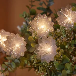 Hanging LED Fiber Optic Flower String Lights Decorative Lighting Warm White Flower String Christmas Lights for Weddings Holidays