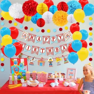 Hanging Paper Honeycomb Balls Garland Glitter Banner Pennants Kit for Carnival Birthday Party Decorations