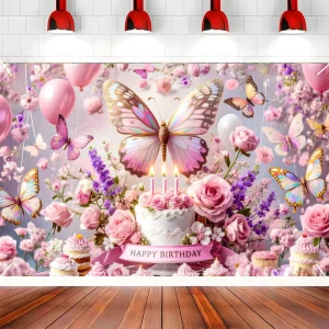 Happy Birthday Banner & Backdrop Polyester Cross border Party Supplies Indoor Outdoor Gathering Decorative Flag