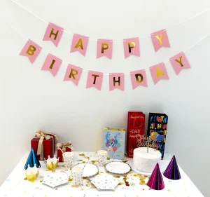 Happy Birthday Banner Sign Iridescent Changeable Birthday Decoration Garland Bunting Banner Party Favor Supplies Pink