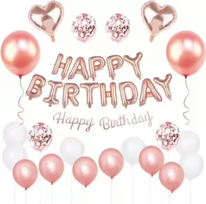 Happy Birthday Decorations Balloons Set Party Supplies Latex Confetti Birthday Paper Banner Heart Foil Helium Star Balloons