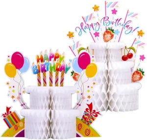 Happy Birthday Decorations Birthday Cake Honeycomb Centerpiece Birthday Party Supplies Colorful Table Decor for Kids Adults