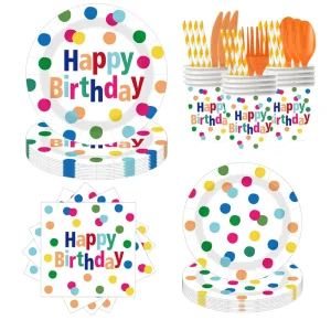 Happy Birthday Disposable Dining & Party Decor Combo Paper Bunting Plates Cups Tissues Tableware Set