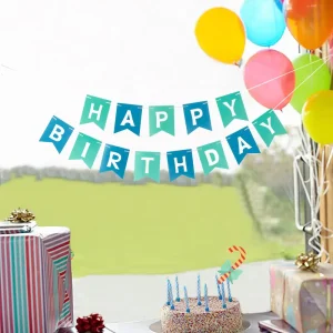 Happy Birthday Fish Tail Flag Birthday Party Silk Screen Printing Decoration Party Supplies