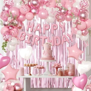 Happy Birthday Party Balloons Curtain Birthday Balloon Foil Confetti Balloon Set for Happy Birthday Decoration Supplies
