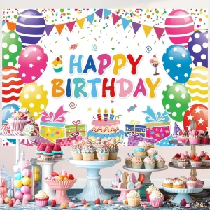 Happy Birthday Party Banner Honeycomb Balls Metallic Hanging Swirls Circle Garland Colorful Party Decorations Music Bag