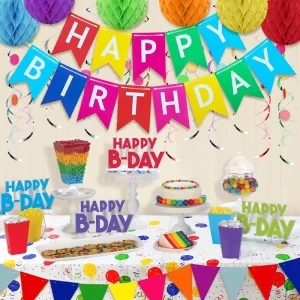 Happy Birthday Party Colorful Banner Honeycomb Set Baby Shower Party Supplies Home Pendant Wall Decoration