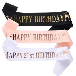 Happy Birthday Party Shoulder Etiquette Strap Ribbon Belt Supplies Satin for Men and Women