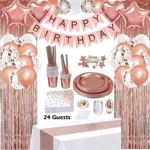 Happy Birthday Party Supplies Hanging Fan Balloon Garland Rose Gold Party Decoration Set
