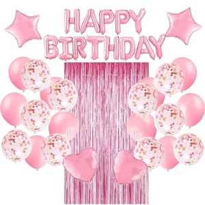Happy Birthday Party Supplies Pour Enfants Decor Fille Et Luxueuse Pink Ballon Decoration Anniversaire Set