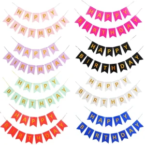 Happy Birthday Party Themes Supplies Backdrop Background Decoration Bronzing Happy Birthday Paper Banner for Birthday Party