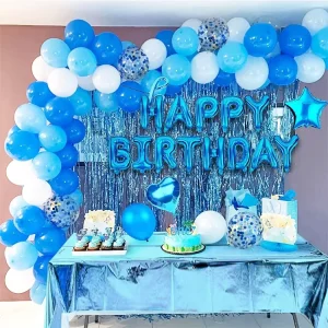 Happy Birthday Rain Curtain Aluminum Film Glitter Balloon Background Decorations Party Kit Supplies Set