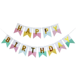 Happy Birthday Theme Party Themes Backdrop Background Decoration Supplies Bronzing Happy Birthday Paper Banner for Party Decor