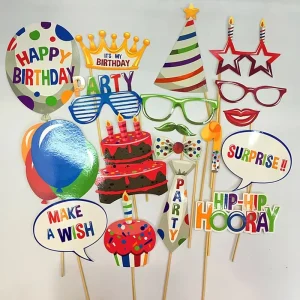 Happy Birthday and Party Decorations Supplies Class Reunion Photo Booth Props Kit Baby
