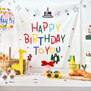Happy Birthday to You Background Party Decorations Colorful Birthday Banner Backdrop Party Indoor Outdoor Decorations Supplies