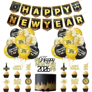 Happy Chinese New Year Paper Banners Flags Bunting Garland Cake Cupcake Toppers Metallic Printed Confetti Balloon Decor