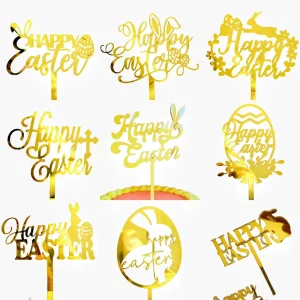 Happy Easter Cross border Instagram inspired Acrylic Cake Decoration Featuring Easter Eggs and Easter Cake Toppers