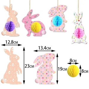 Happy Easter Paper Flag Set Custom Design for Bunny Rabbit Party Decoration Hanging Supplies