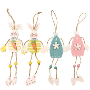 Happy Easter Wooden Chicken Pendant DIY Hanging Ornament Mini Easter Decoration
