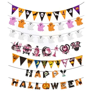 Happy Halloween Hanging Paper Banner Pull Flags Single Item Christmas Party Supplies Decoration for Festive Decorations