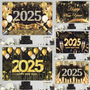Happy New Year Backdrops for Christmas Photography Decor Background Fireworks Celebrate Party Family Poster Photo Studio
