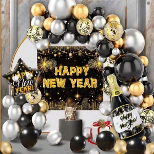 Happy New Year Balloon Set Background Fabric Atmosphere Creating Arrangements Scene Decorations Balloons