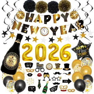 Happy New Year Balloon Set HAPPY NEW YEAR Flag Decoration for Party Balloons