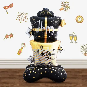 Happy New Year Balloon Standing Meteor Foil Balloon for New Year Eve Festival Party Supplies Decoration