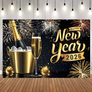 Happy New Year Banner Backdrop Family Family Party Happy New Year Event Banner Backdrop Decoration