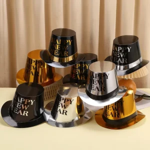 Happy New Year Eve Party Laser Paper Top Hat Holiday Magic Cap for Adults Manufacturer