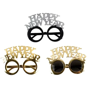 Happy New Year Festive Party Glasses Gold Photo Booth Props New Year Decorative Eyewear Birthday Frame Decoration