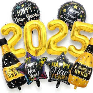 Happy New Year Foil Balloon New Year Eve Party Background Decorations Supplies New Year Balloons Set