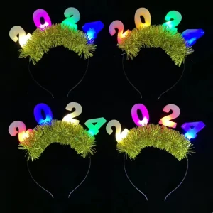 Happy New Year LED Light up Hairband for Party Festival Decoration Supplies