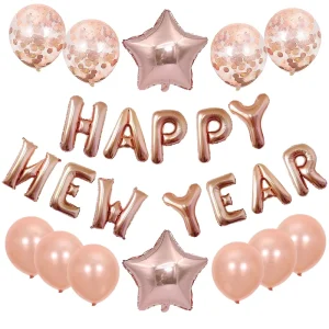 Happy New Year Letter Banner Party Supplies Foil Decorations Confetti Set for New Year Celebrations