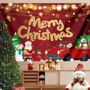 Happy New Year Merry Christmas Background Party Decorations Christmas Backdrop Custom Printed Flag Banners for Family Home