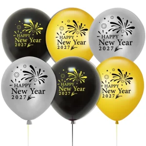 Happy New Year Party Supplies Black Rose Gold Latex Balloons for New Year Eve Christmas Gift DIY Home Decoration in Stock