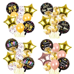 Happy New Year Set New Year Theme Balloon Aluminum Film Balloon Latex Balloon for the Atmosphere Party Decoration