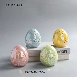 Happy Spring Decorative Easter Ceramic Egg Decorations Table Decor Hand Painted Ceramic Easter Egg Decoration