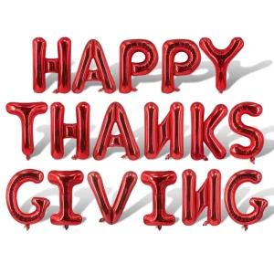 Happy Thanksgiving Letter Foil Balloons Gold Red Aluminum Banner Balloon Autumn Fall Thanksgiving Party Backdrop Decor Supplies