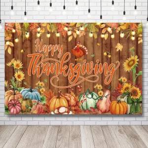 Happy Thanksgiving Xtra Large 71x43Inch Lightweight Polyester Indoor/Outdoor Wall Backdrop Banner & Decoration Tapestry