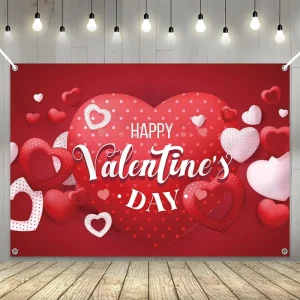 Happy Valentine’s Day Banner for Party Decorations and Photography Backdrops Festive Christmas Inspired Design