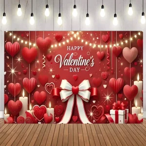 Happy Valentine’s Day Decor Love Banner Backdrops for Party Valentine’s Day Wedding Backdrops Decorations