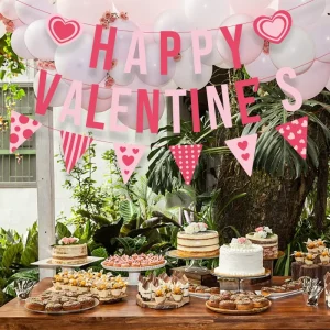 Happy Valentine’s Day Fish Shaped Printed Banner Set for Camping Party Photo Decoration