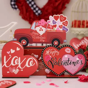 Happy Valentines Day Items Letter Sign Valentine’s Day Products Tabletop Decorations Home Wedding Party Love Wooden Table Sign