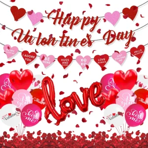 Happy Valentine’s Day Theme Party Decoration Banner Spiral Balloon Set Garland Wedding Party Decorations