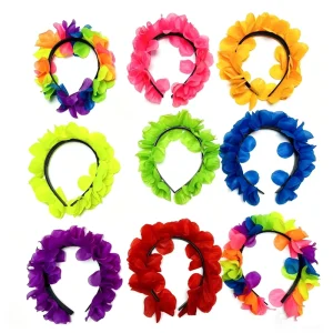 Hawaiian Flower Headbands Rainbow Headpiece Tropical Beach Party Carnival Decorations